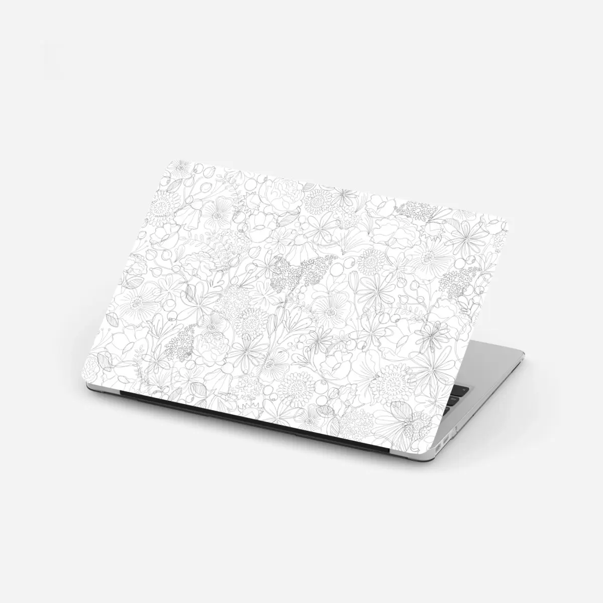 Laptop-Aufkleber zartes handgezeichnetes blumenlinienmuster – Pixers®