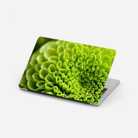 Laptop-Aufkleber leuchtende grüne blumenspirale im makro – Pixers®