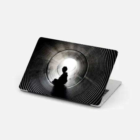 Laptop-Aufkleber silhouette in einem spiraltunnel – Pixers®
