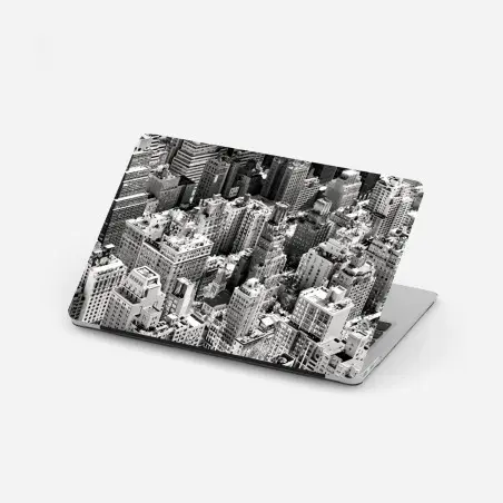 Laptop-Aufkleber Manhattan luftaufnahme skyline in monochrom – Pixers®