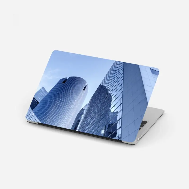 Laptop-Aufkleber moderne blaue stadtsilhouette