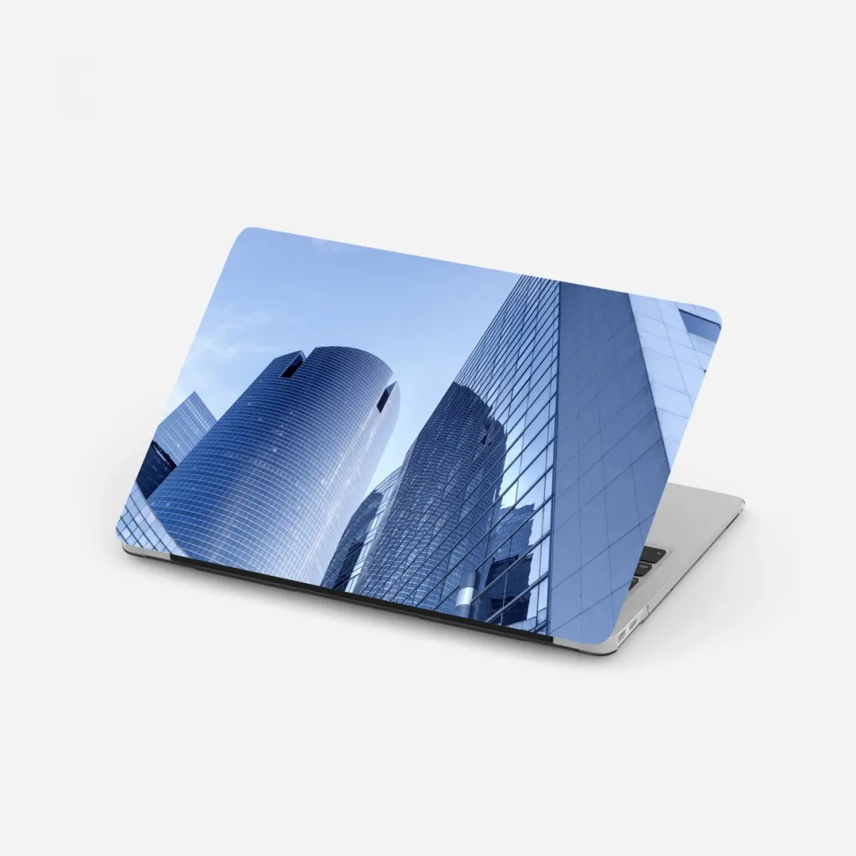 Laptop-Aufkleber moderne blaue stadtsilhouette – Pixers®