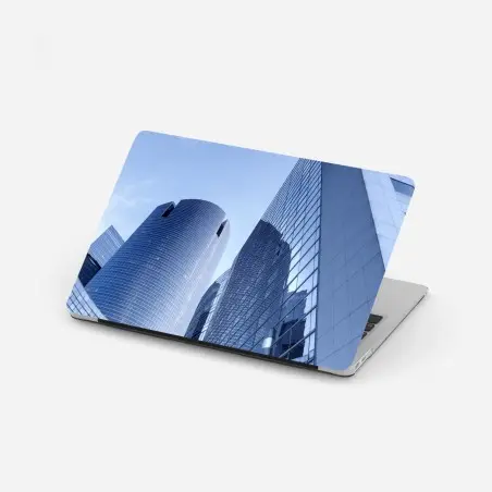 Laptop-Aufkleber moderne blaue stadtsilhouette – Pixers®