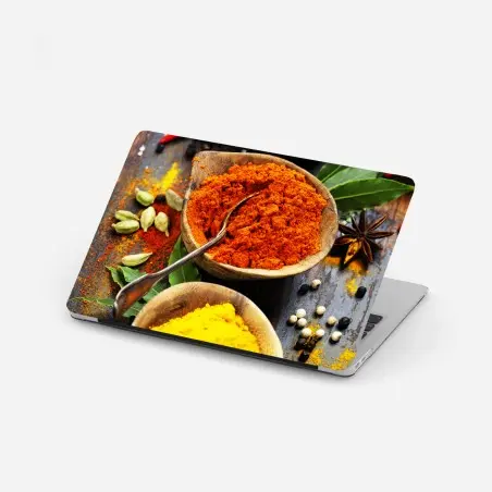 Laptop-Aufkleber bunte gewürze und kräuter auf holz – Pixers®