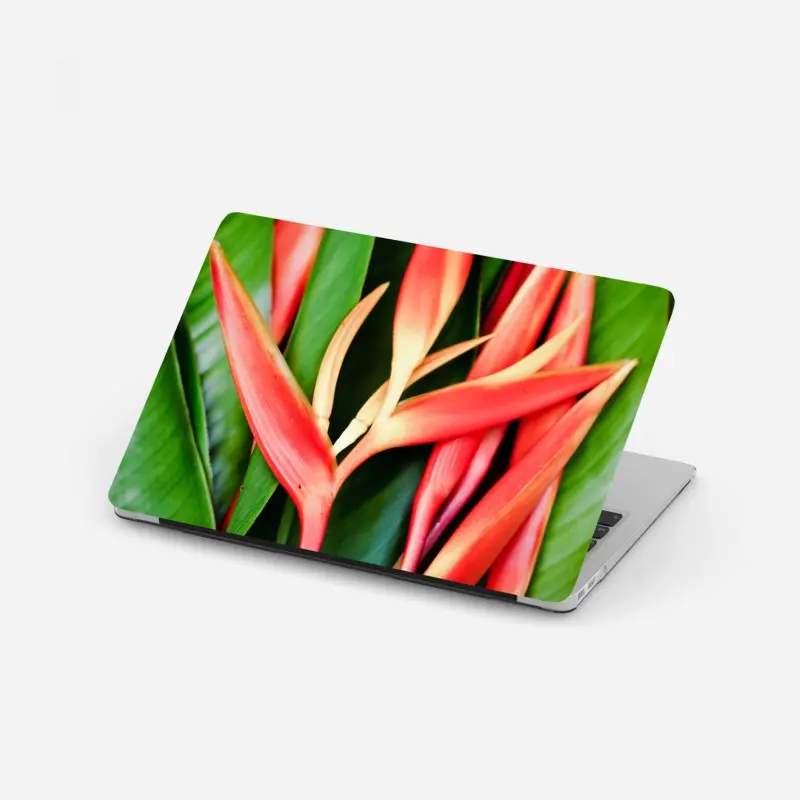 Laptop-Aufkleber leuchtende tropische heliconia-blüten