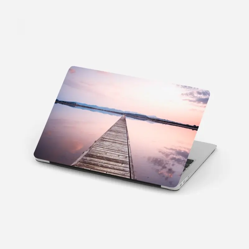 Laptop-Aufkleber holzsteg zum horizont bei sonnenuntergang