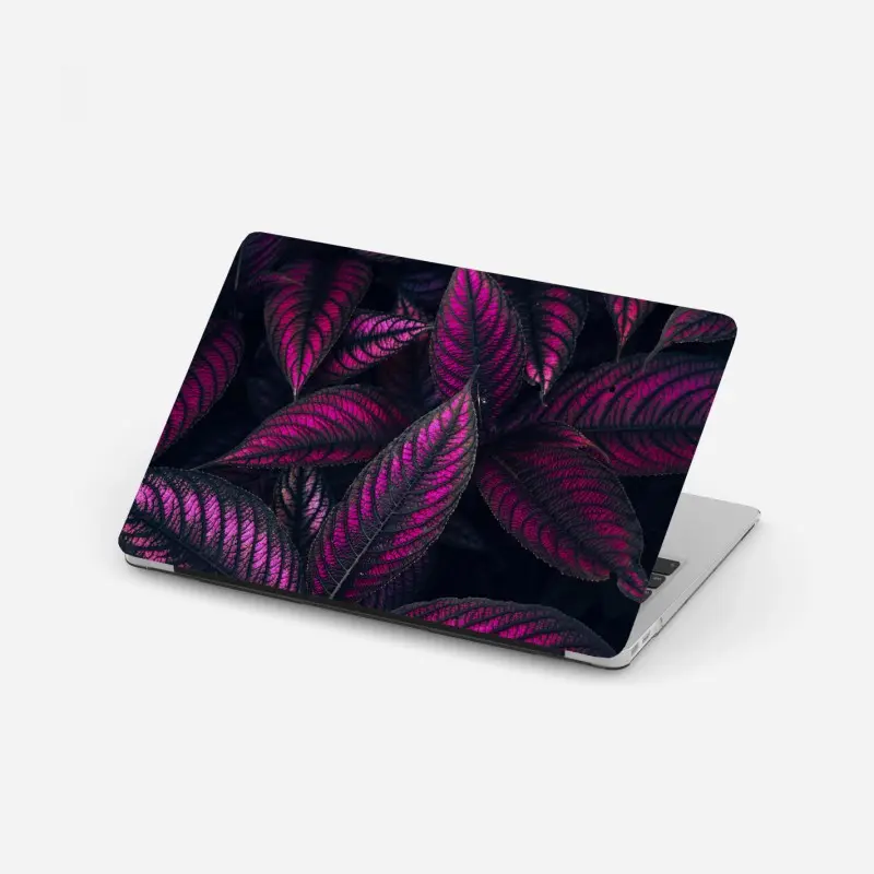 Laptop-Aufkleber leuchtendes violettes blättermotiv