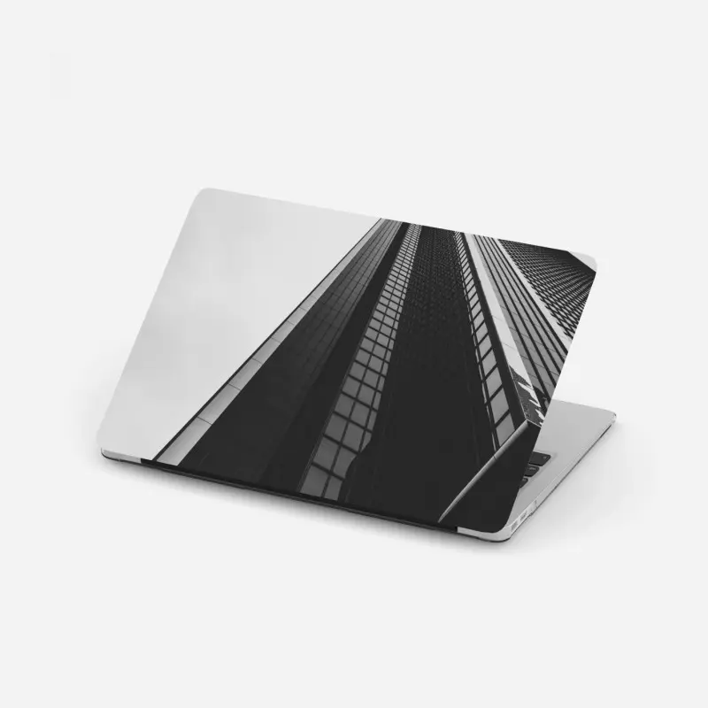 Laptop-Aufkleber monochromer wolkenkratzer in perspektive