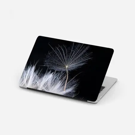 Laptop-Aufkleber zarter löwenzahnsamen auf schwarzem hintergrund – Pixers®
