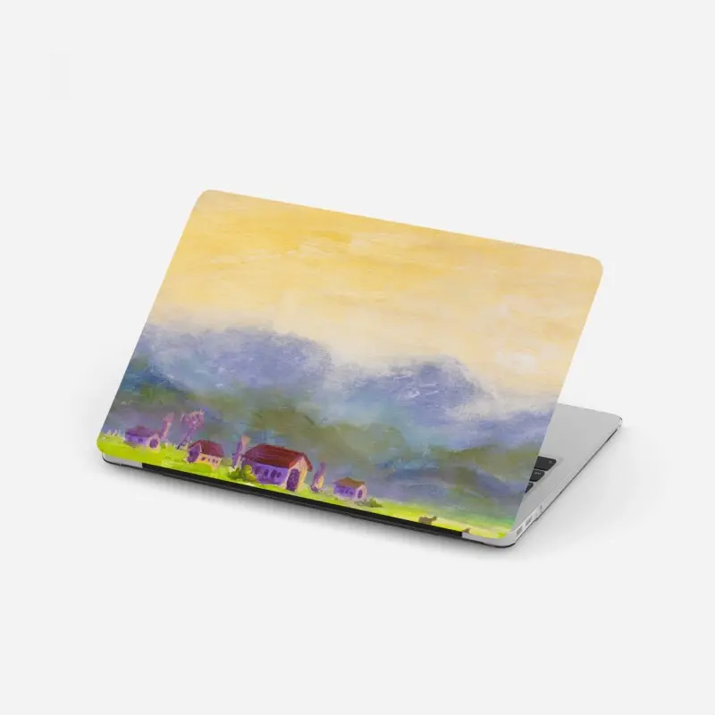 Laptop-Aufkleber sonnenaufgang über der sommerwiese