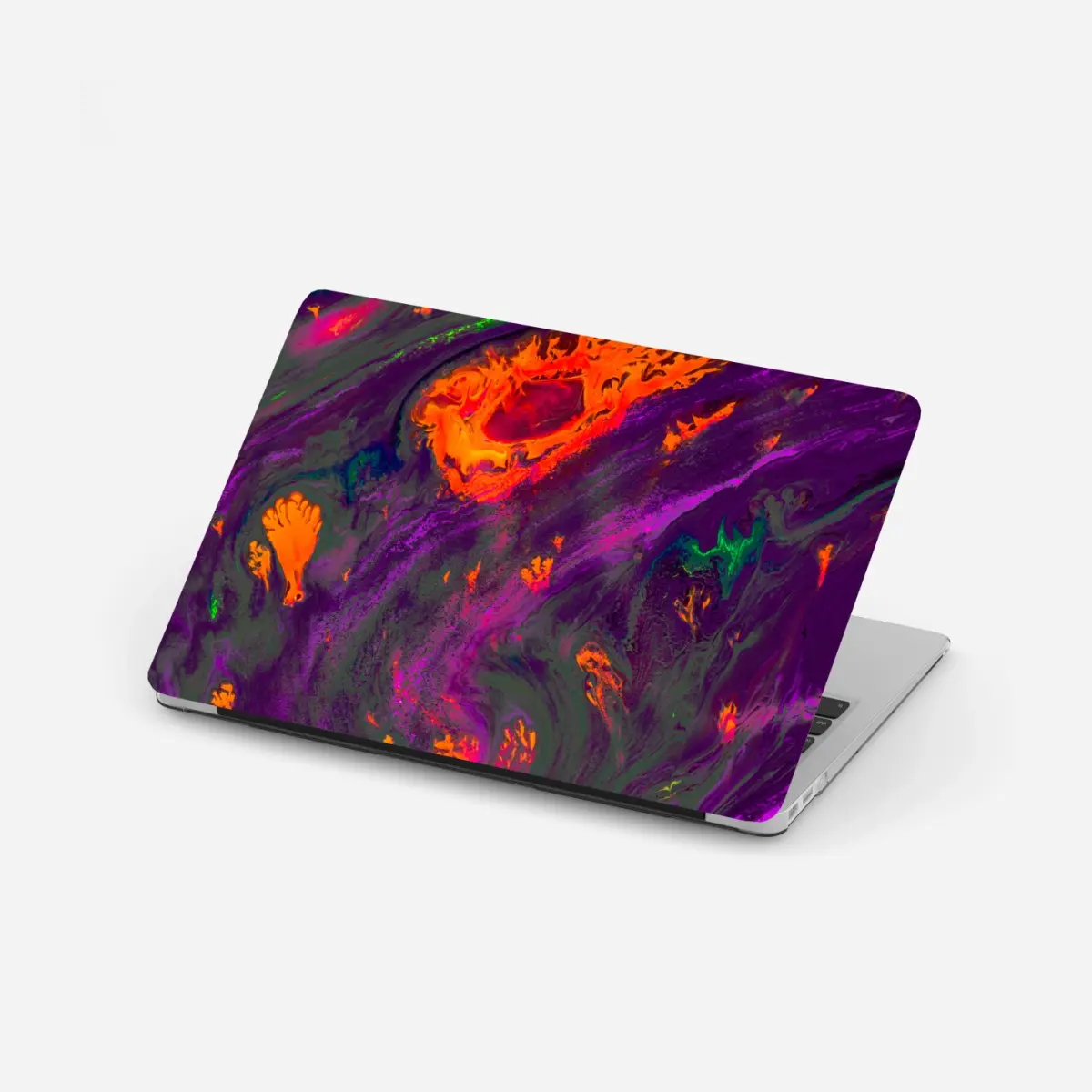 Laptop-Aufkleber traditionelle ebru abstrakte marmormuster in lila und orange – Pixers®