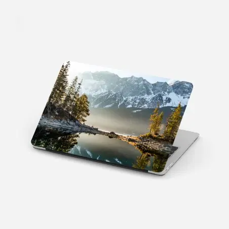 Laptop-Aufkleber bergsee spiegelung bei sonnenaufgang – Pixers®