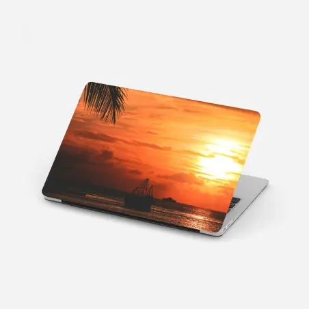 Laptop-Aufkleber tropischer sonnenuntergang am meer – Pixers®