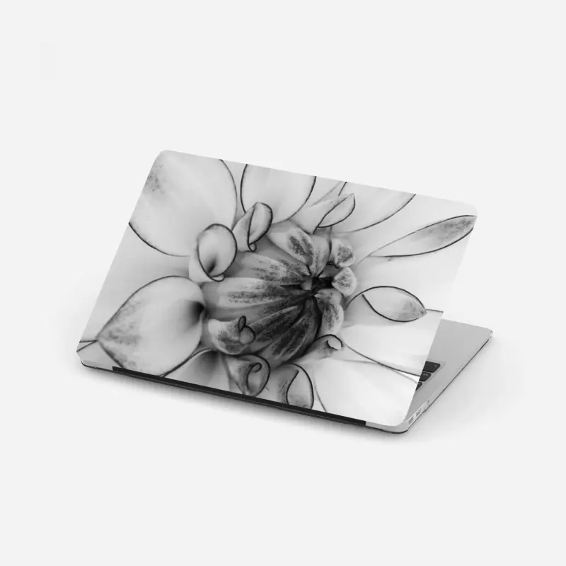 Laptop-Aufkleber monochrome nahaufnahme einer dahlie