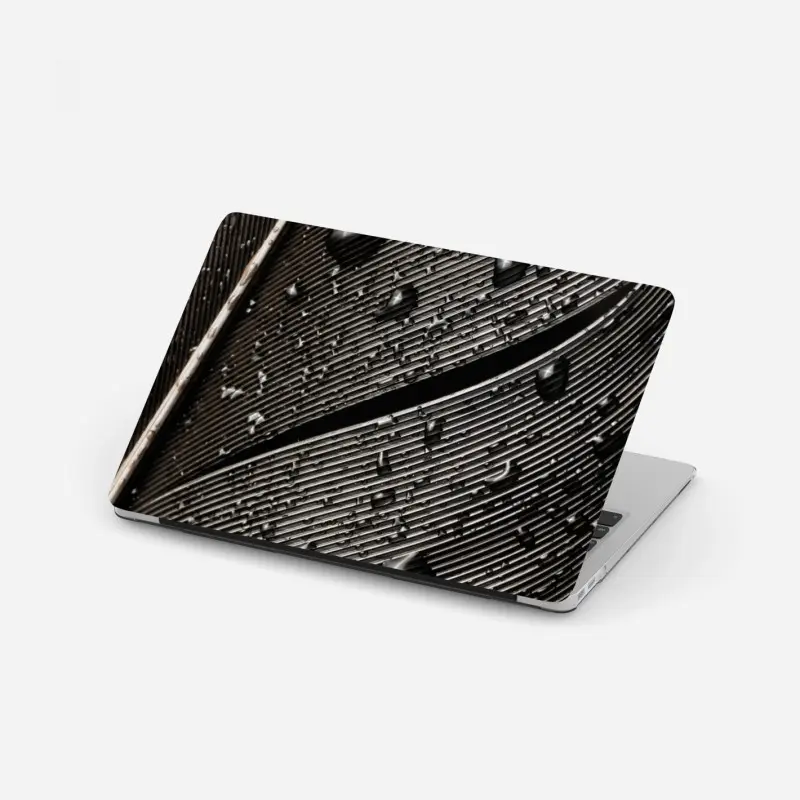 Laptop-Aufkleber monochrome feder mit wassertropfen
