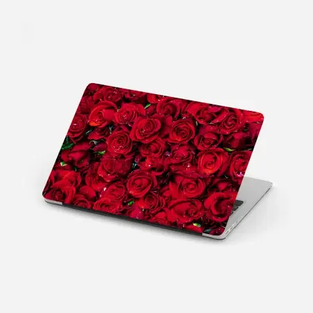 Laptop-Aufkleber dichte wand aus roten rosen – Pixers®