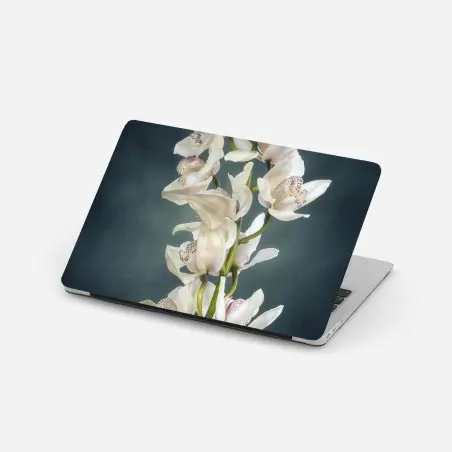 Laptop-Aufkleber zarte weiße orchideen vor gedämpftem hintergrund – Pixers®