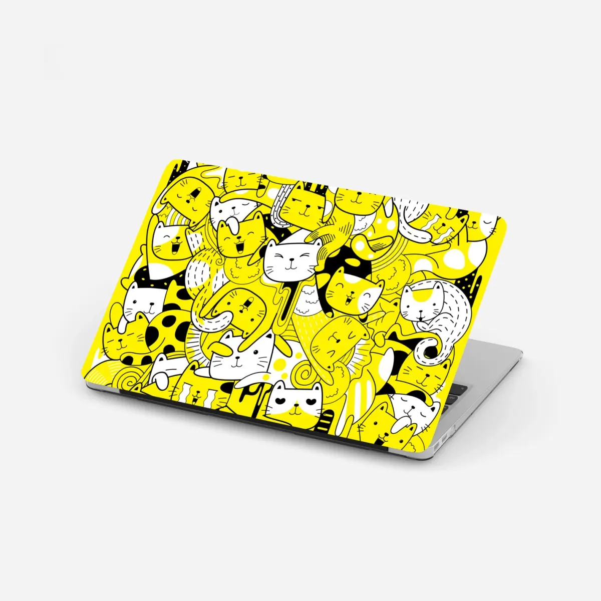 Laptop-Aufkleber verspielte gelbe katzen-collage – Pixers®