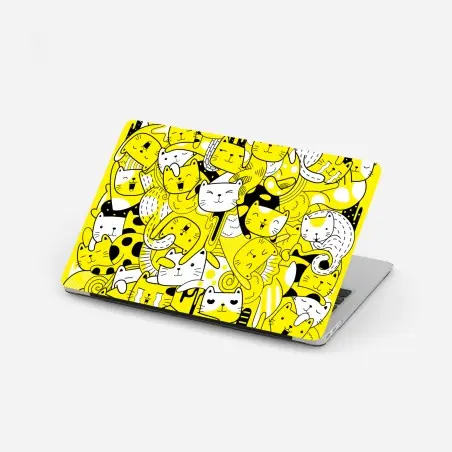 Laptop-Aufkleber verspielte gelbe katzen-collage – Pixers®