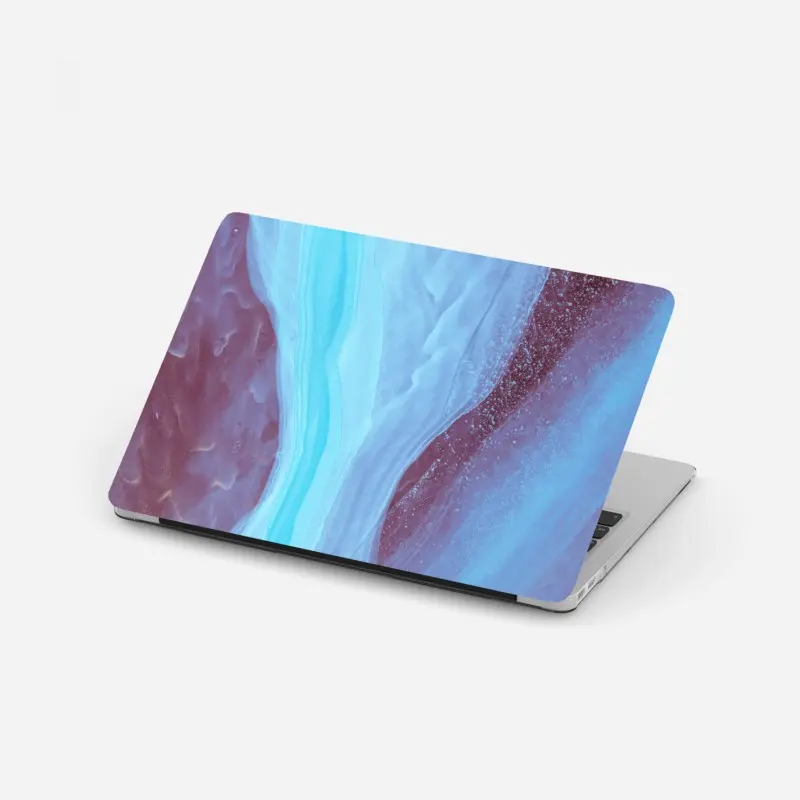 Laptop-Aufkleber ätherisches türkis-rosa marmormuster