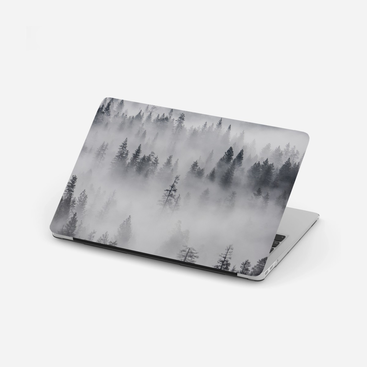 Laptop-Aufkleber nebeliger kiefernwald – Pixers®
