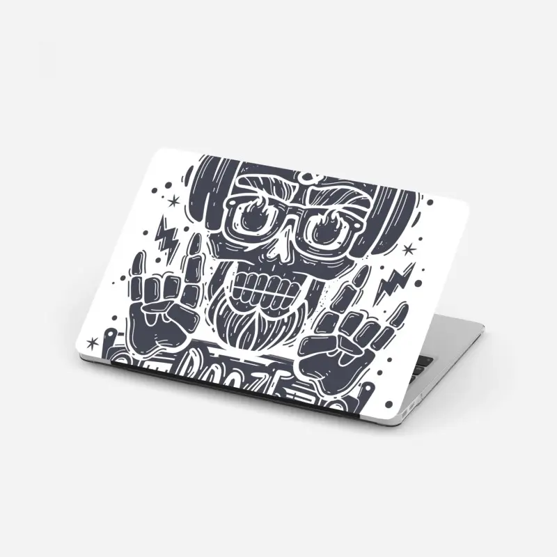 Laptop-Aufkleber dj-schädel mit boombox und kopfhörern
