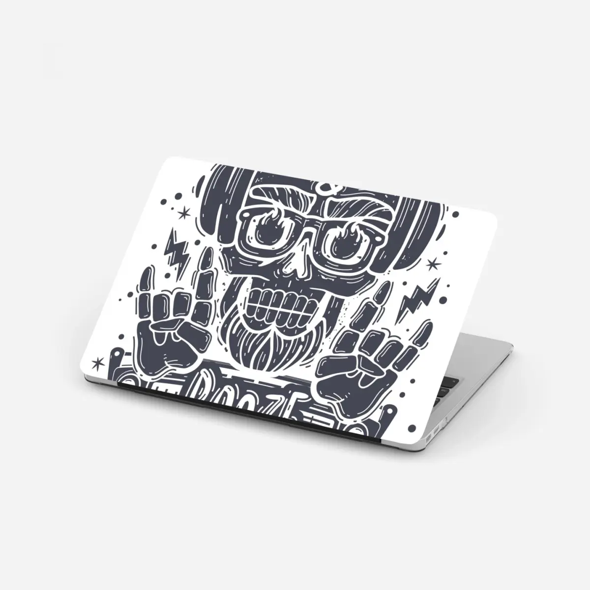 Laptop-Aufkleber dj-schädel mit boombox und kopfhörern – Pixers®