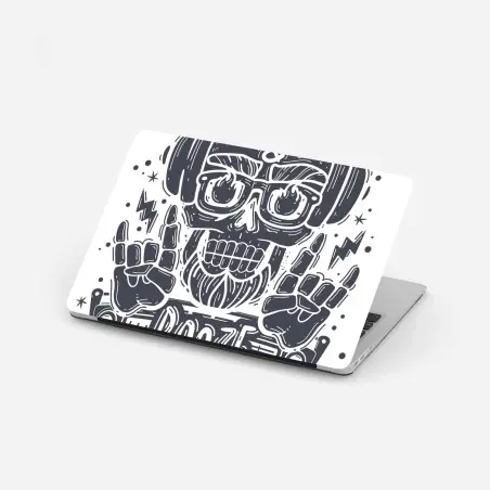 Laptop-Aufkleber dj-schädel mit boombox und kopfhörern – Pixers®