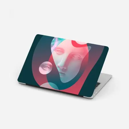 Laptop-Aufkleber surreales klassisches gesicht im duoton – Pixers®