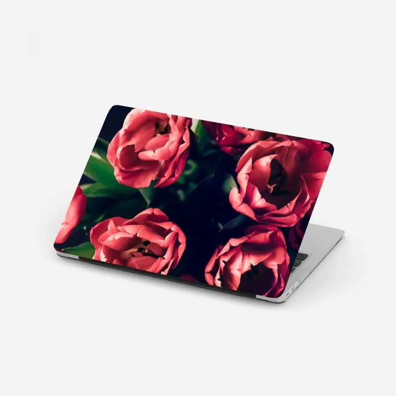 Laptop-Aufkleber stimmungsvolles rosa tulpenbukett