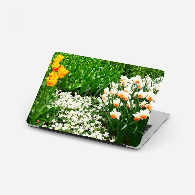Laptop-Aufkleber lebendiger frühlingsblumengarten