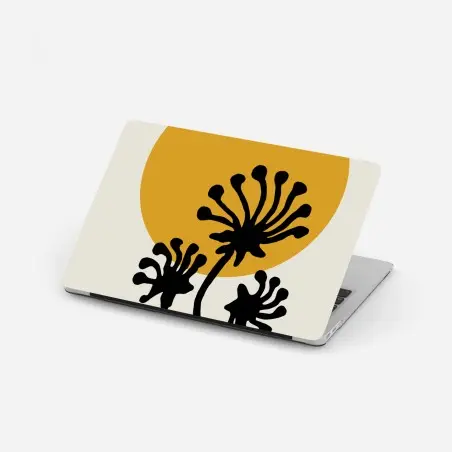 Laptop-Aufkleber minimalistische botanische silhouette mit sonne – Pixers®