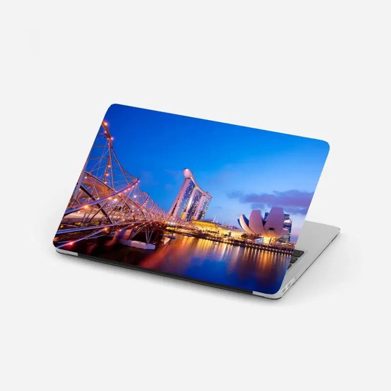 Laptop-Aufkleber stadtbild Marina Bay bei dämmerung