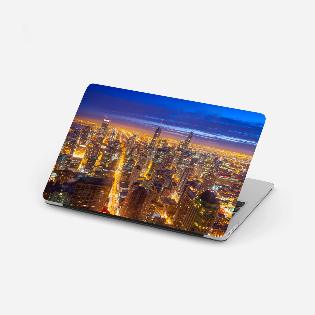 Laptop-Aufkleber Chicago nächtliche skyline panorama – Pixers®