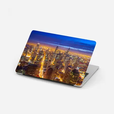 Laptop-Aufkleber Chicago nächtliche skyline panorama – Pixers®