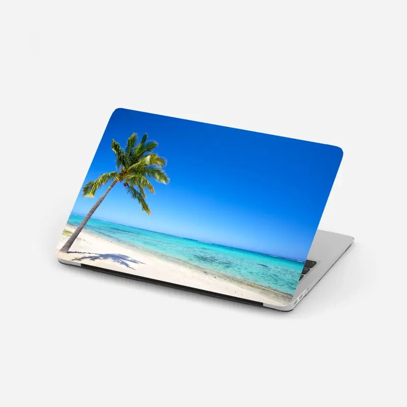 Laptop-Aufkleber tropischer traumstrand mit palme