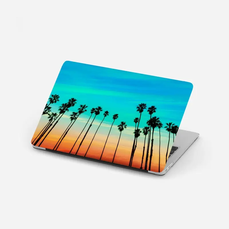 Laptop-Aufkleber palmen-silhouette bei sonnenuntergang in Kalifornien