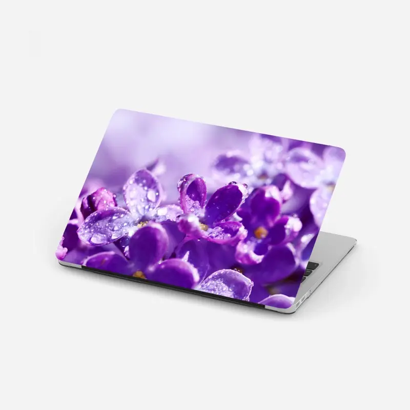 Laptop-Aufkleber lila fliederblüte mit tau