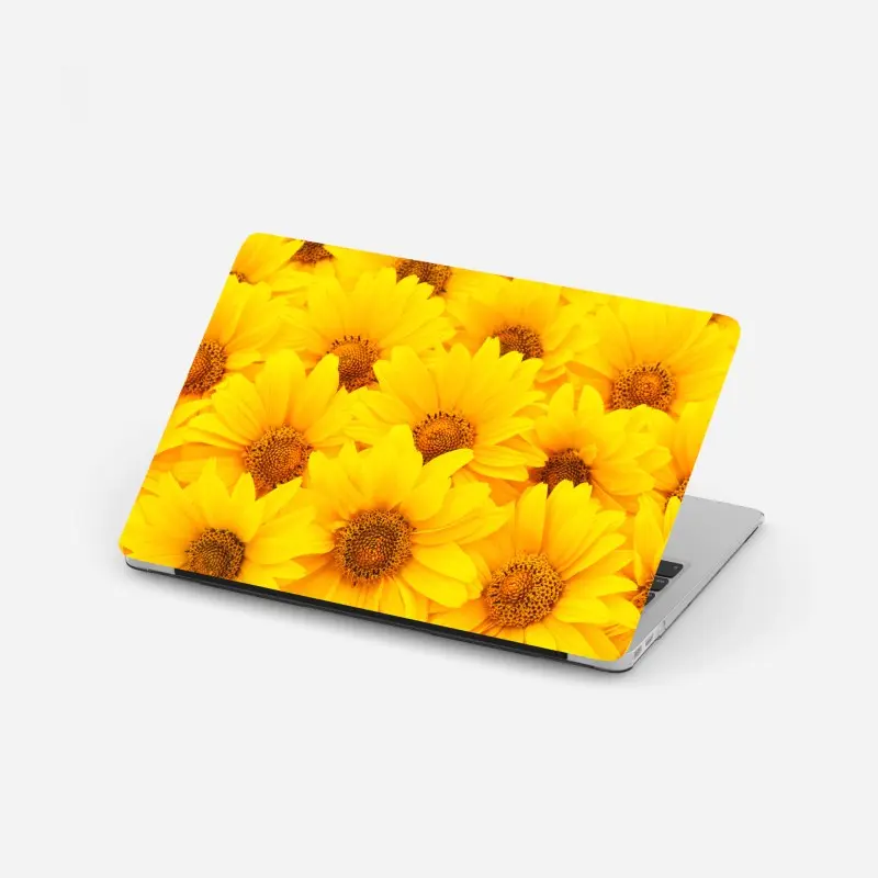 Laptop-Aufkleber leuchtende gelbe sonnenblumen in nahaufnahme