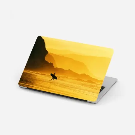 Laptop-Aufkleber surfer im goldenen sonnenuntergang – Pixers®