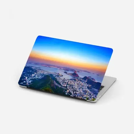 Laptop-Aufkleber panorama von Rio de Janeiro bei sonnenuntergang – Pixers®