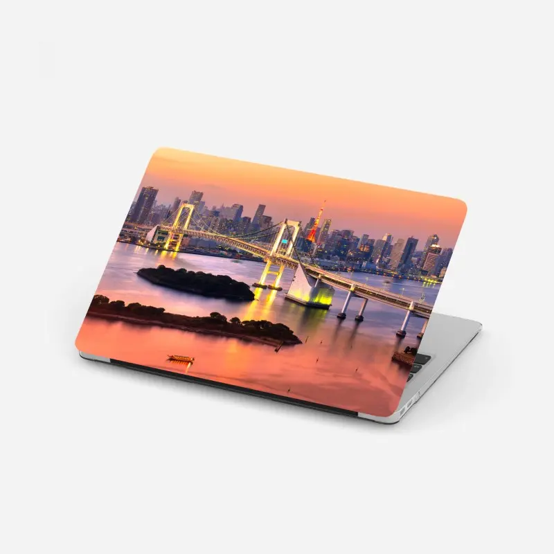 Laptop-Aufkleber Tokio skyline bei sonnenuntergang