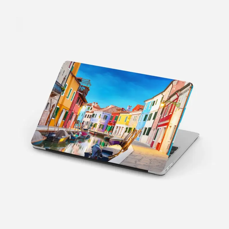Laptop-Aufkleber bunte häuser in Burano, Venedig
