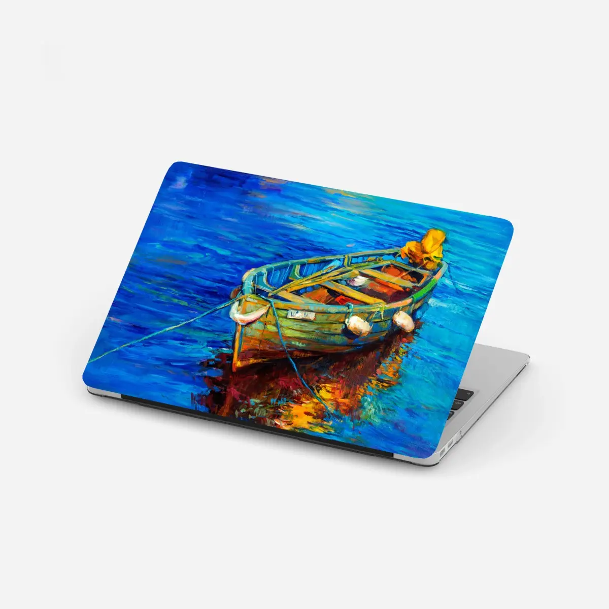 Laptop-Aufkleber lebendiges boot bei sonnenuntergang – Pixers®