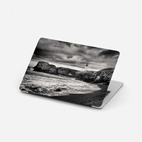 Laptop-Aufkleber leuchtturm Yaquina Bay an stürmischer küste – Pixers®