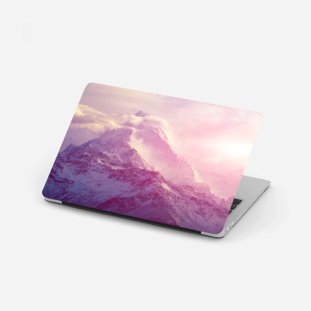 Laptop-Aufkleber pastellfarbener sonnenaufgang über den bergen – Pixers®