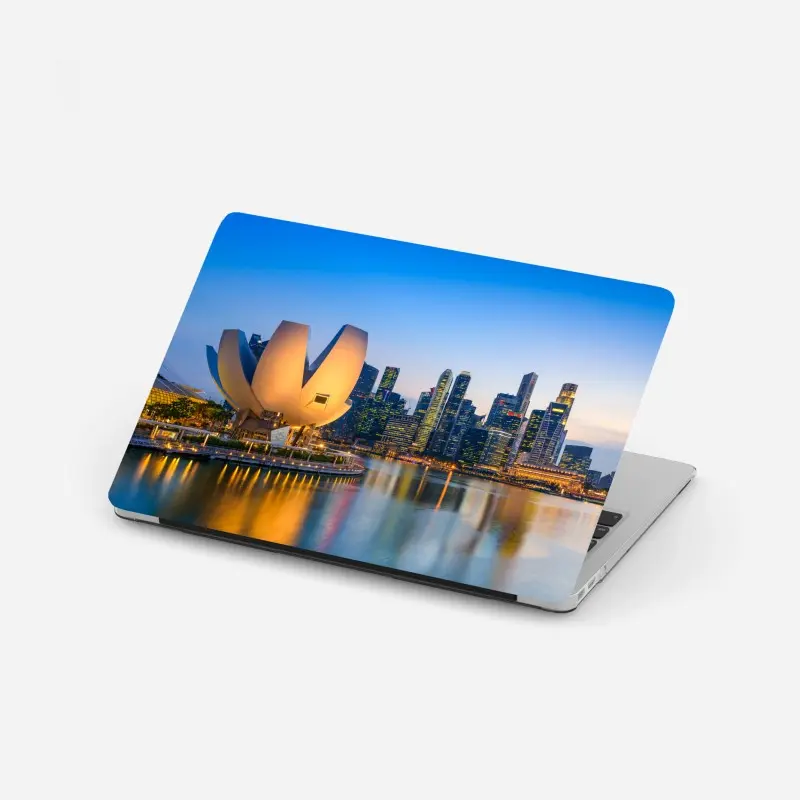 Laptop-Aufkleber Singapur skyline bei dämmerung