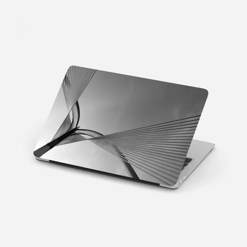 Laptop-Aufkleber monochrome brücke mit geometrischen linien