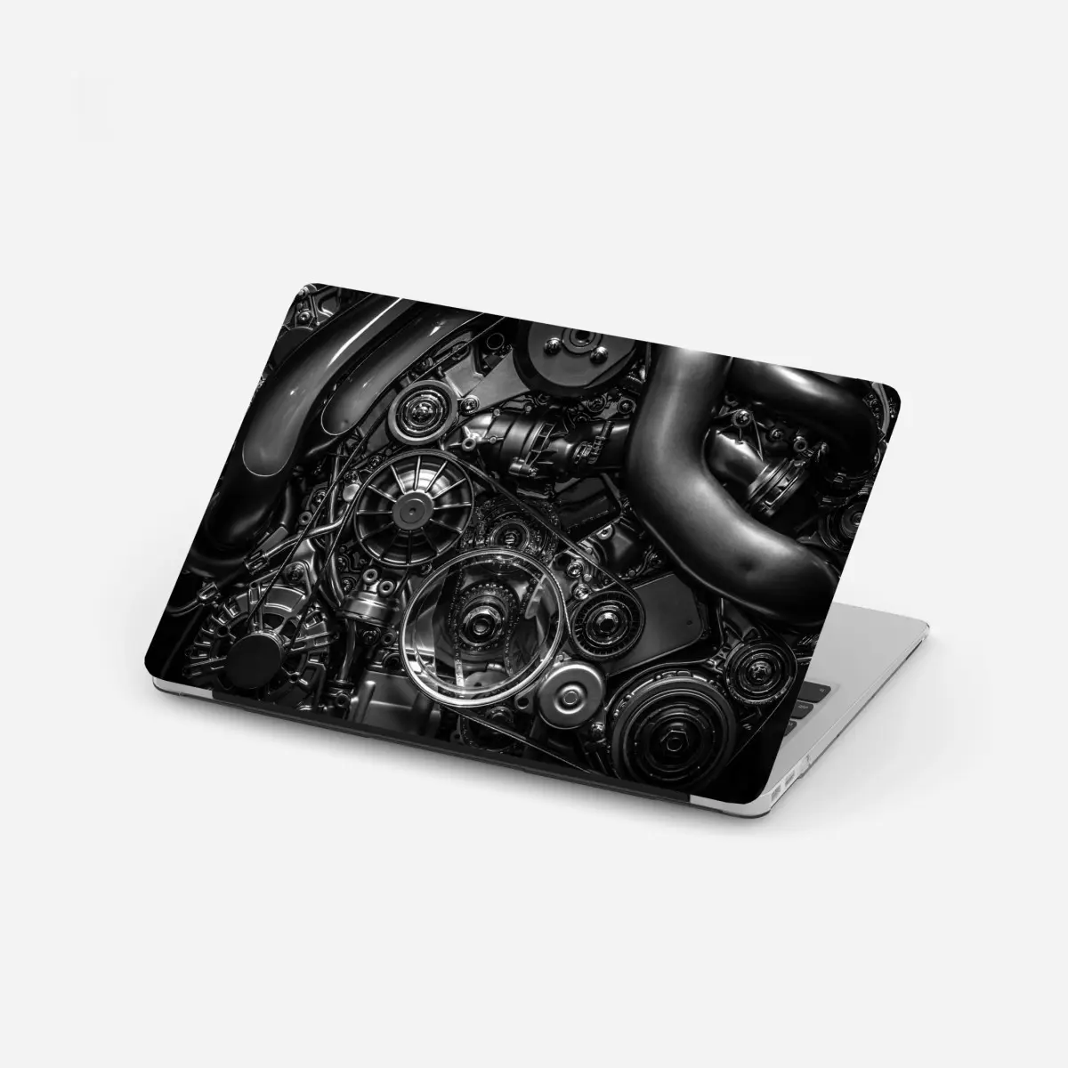Laptop-Aufkleber präzise motor-nahaufnahme im industrial-stil – Pixers®