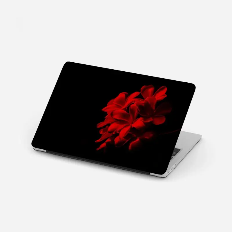 Laptop-Aufkleber rote plumeria auf schwarzem hintergrund